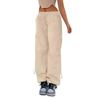 Meuva Retro Multi džep ravne radne hlače ženske pada i zimske struk labave tanke gasnih ležerne hlače