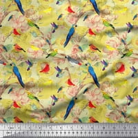Soimoi Purple Rayon tkanina cvjetna, papagaj i hummingbird Bird tiskani tkaninski dvorište širom