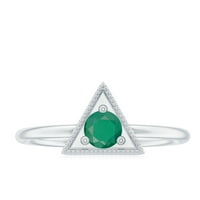 Okrugli rez smaragdni prsten, zlatni smaragdni prsten od perla, smaragdno obećanje prsten za žene, zlatni