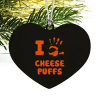 Ljubavni sir puffs ručni tisak i mrvice smiješno srce vole drvsko božićno stablo odmor ukras