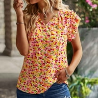 Yyeselk Ljeto Žene Bitne bluze Seksi V-izrez ruffle majica s kratkim rukavima Tunička košulja shurted