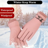 Wirlsweal Par Full Finger Bowknot Decor Fleece obloge Žene Rukavice Jesenske zime elastične manžete
