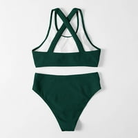 Lashall Womens kupaći kostim modni u-vrat bez struka Split Split Bikini Springs kupaći kostim tamno