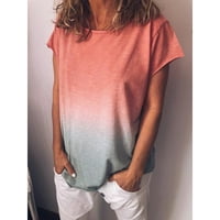 Uerlsty Ženska gradijentna casual majica Ljetni posadni vrat kratkih rukava TOSP bluza