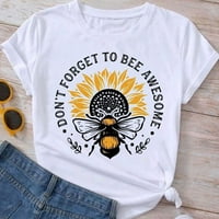 Ženska modna majica Poliester s kratkim rukavima Ne zaboravite smiješne riječi Ljeto Pčelinje suncokret