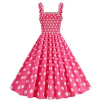 QOLATI 1950S haljina za žene Vintage Halter vrat špageta kaiševa Rockiny haljina elegantna visoka struka