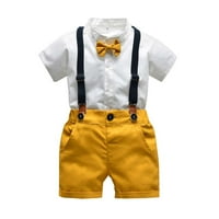 Dyfzdhu Gentleman Kombinezoni dječaci + čvrsta majica kravata kratkih kratkih hlača Outfits Baby Boys Outfits & Set