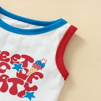 Izhansean Toddler Babyr dečko 4. jula Outfit USA Pismo Ispis Print bez rukava Top kratkih kratkih kratkih