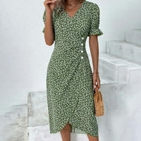 Vedolay haljine za žene Ženska proljetna casual bez rukava plaža bez rukava Bodycon Ruched ljetne mini haljine, zeleni XL