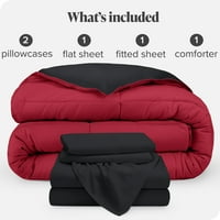 Bare Home 5-komadni reverzibilni krevet-u-a-torba - Premium kolekcija - kraljica, crna crvena komfor