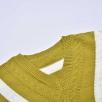 Dukseri za žene Trendi V izrez Striped Kontrastni džemper jesen i zimski povremeni pleteni vrpci gornji